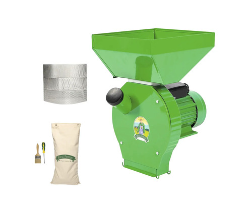 Moară electrică de cereale cu pâlnie, sită, sac de colectare, pensulă și șurubelniță
