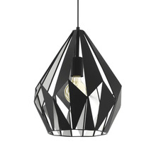 Lumină suspendată neagră cu design geometric și bec