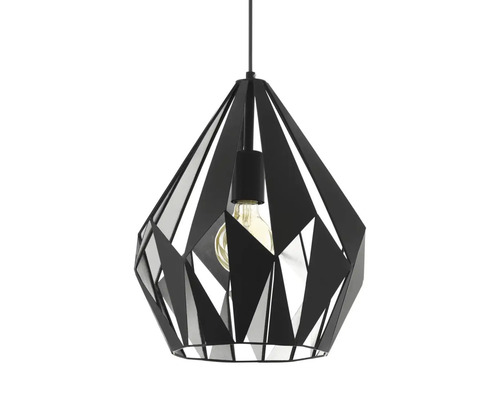 Lumină suspendată neagră cu design geometric și bec