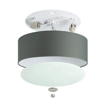 Lumină de plafon cu abajur gri și capac rotund din sticlă