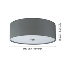 Plafonieră gri cu dimensiunile de 47 cm diametru și 19,5 cm înălțime