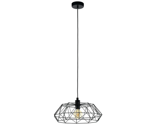 Lumină suspendată neagră cu abajur geometric din sârmă metalică