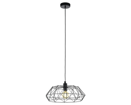 Lustr negru cu cadru geometric din sârmă