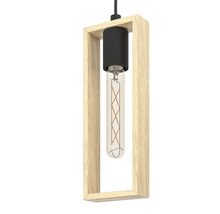 Lampa suspendată cu cadru din lemn și bec