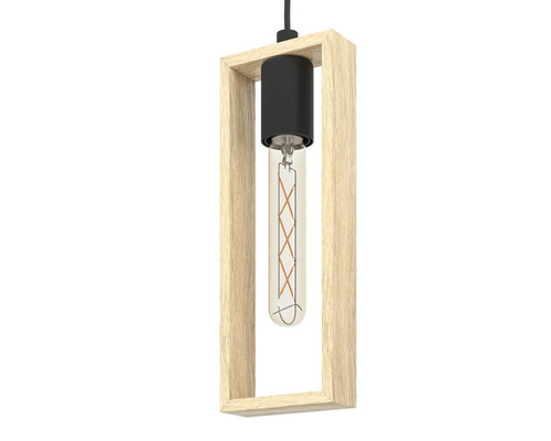 Lampa suspendată cu cadru din lemn și bec