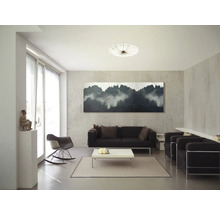 Cameră de zi cu canapea, fotolii, masă și decorațiuni
