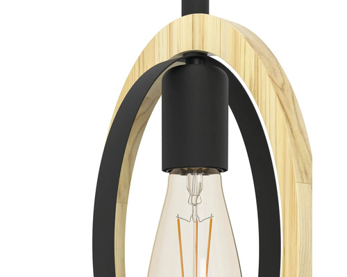 Lampa suspendată cu elemente din lemn și metal