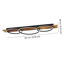 Lumină de plafon cu trei inele, lemn și dimensiunile 101 pe 40 centimetri