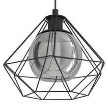 Lumină suspendată cu abajur geometric și bec rotund