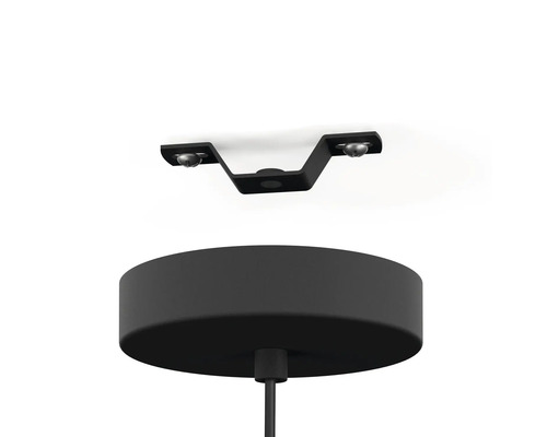 Lumină de plafon cu capac rotund și suport negru