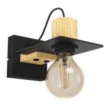 Lumină de perete din metal și lemn cu bec