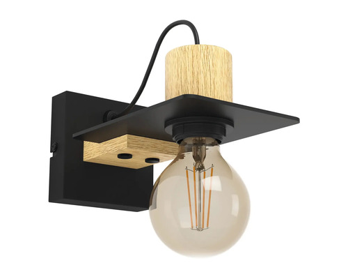 Lumină de perete din metal și lemn cu bec