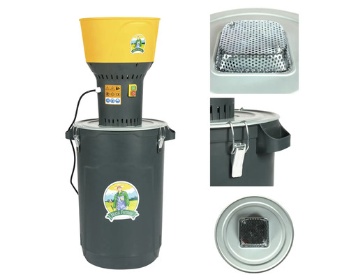 Moară de cereale cu recipient de colectare și inserție de sită