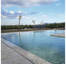 Piscină cu apă și margine placată în exterior