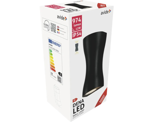 Ambalajul unei lămpi de perete cu LED Avide Dena cu 974 lumeni și 12 wați