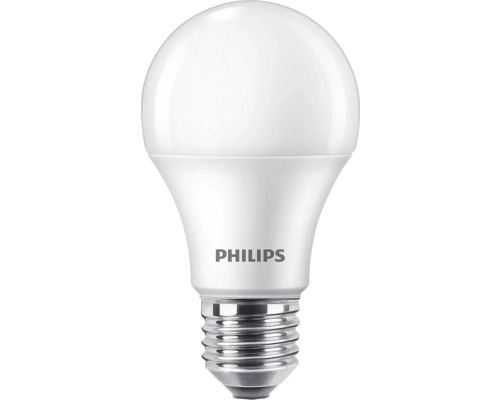 Set 2 becuri LED Philips E27 8W 806 lumeni, glob mat A60, lumină neutră