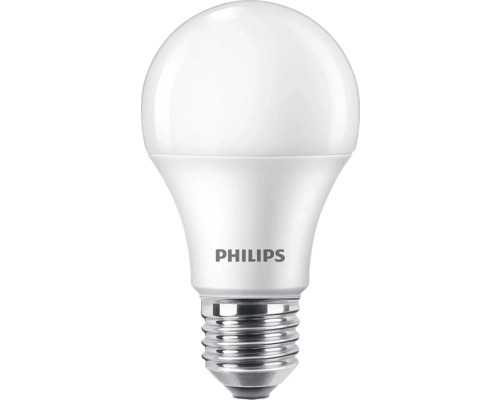Set 2 becuri LED Philips E27 10W 1055 lumeni, glob mat A60, lumină neutră Logo Philips, lampă LED