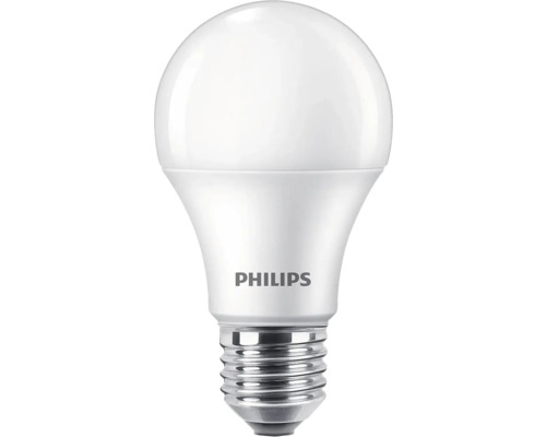 Set 2 becuri LED Philips E27 10W 1055 lumeni, glob mat A60, lumină caldă Logo Philips pe un bec LED