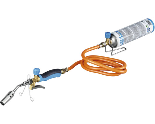 Lampă de lipit cu gaz CFH Turbo de Luxe 2000, furtun 1,5m , incl. 1 butelie Aparat de lipit cu cartuș de gaz și furtun