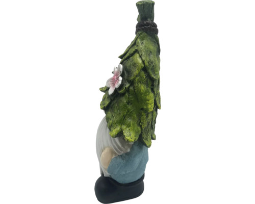 Gnom de grădină cu frunze și flori ca decor pentru exterior