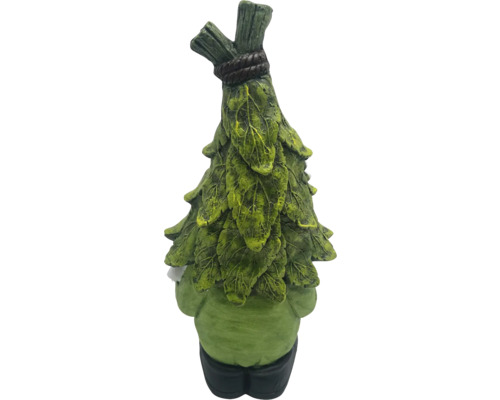 Gnom de grădină cu pălărie de frunze ca decor