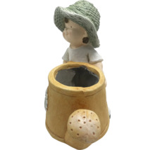 Figurină decorativă băiat cu stropitoare Lafiora H 40 cm verde