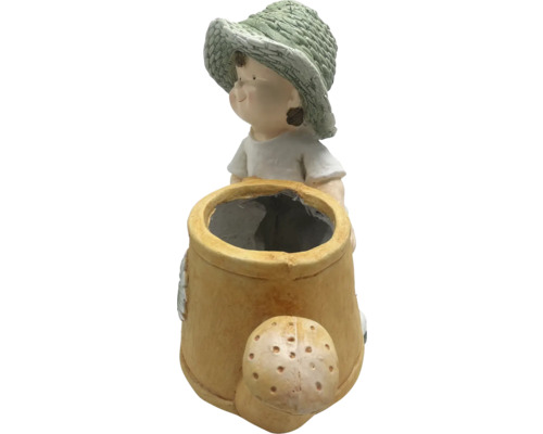 Figurină decorativă de grădină cu un băiat cu stropitoare ca jardinieră