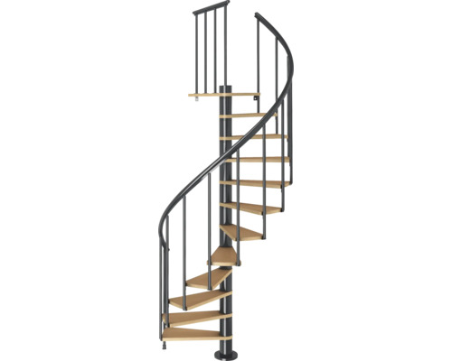 Scară spiralată din metal și lemn