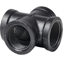 Racord cruce din fontă maleabilă neagră cu filet interior