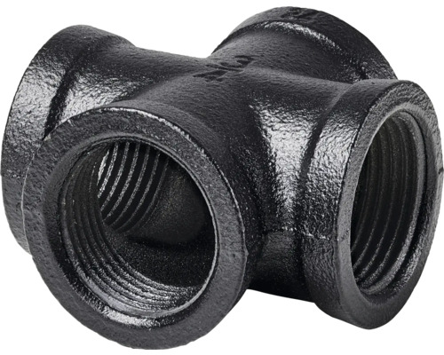 Racord cruce din fontă maleabilă neagră cu filet interior