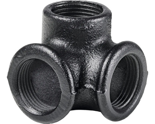 Racord negru din fontă maleabilă, tip T, cu filet interior