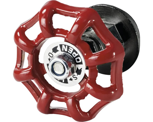 Mâner decorativ robinet Dolle Pipe 3/4" roșu, pentru rafturi modulare Roată metalică pentru robinet, roșie