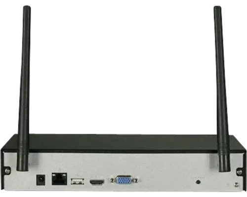 Spatele unui înregistrator video de rețea cu porturi și antene