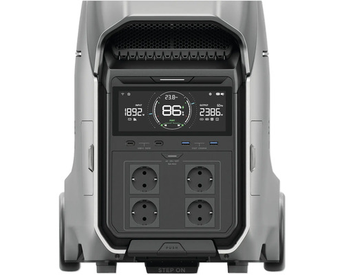 Stație de alimentare portabilă cu afișaj pentru informații despre energie