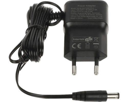 Adaptor de alimentare negru cu cablu și stecher european