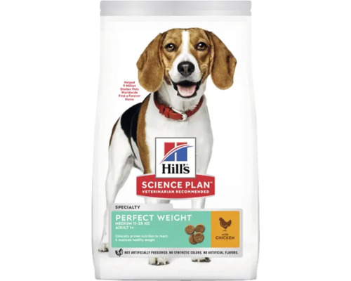 Hrană uscată pentru câini Hill's SP Canine Adult Perfect Weight Talie Medie cu pui 12 kg