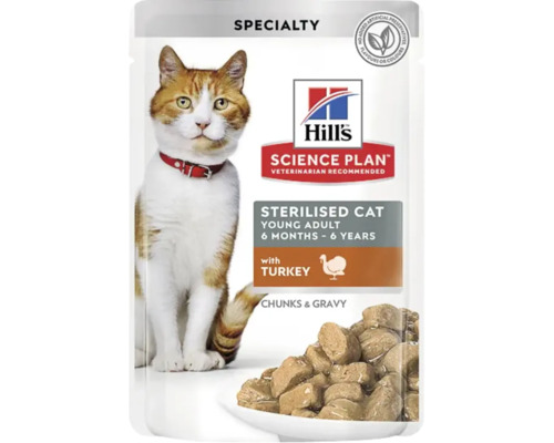 Hrană umedă pentru pisici Hill's SP Feline Young Adult Sterilised cu curcan 85 g