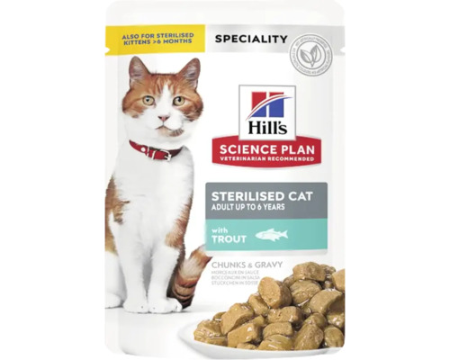 Hrană umedă pentru pisici Hill's SP Feline Adult Sterilised cu păstrăv 85 g