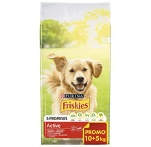 Hrană uscată Purina Friskies Active pentru câini, 15 kilograme plus 5 kilograme