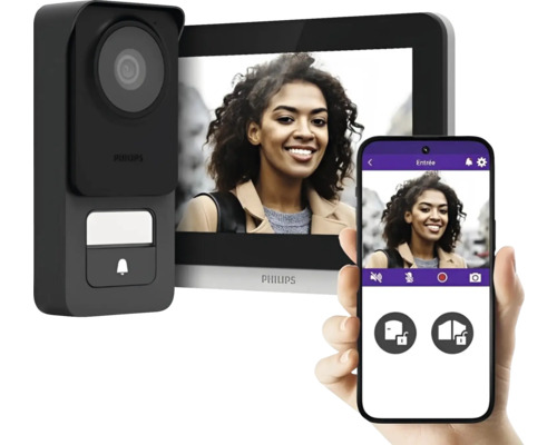 Sonerie Philips cu cameră de supraveghere, monitor și aplicație pentru smartphone