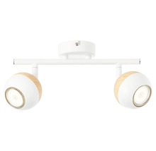 Șină spoturi Scan GU10 2x3W, becuri LED incluse, alb/lemn natur
