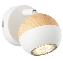 Spot aplicat Scan GU10 3W, bec LED inclus, alb/lemn natur