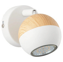 Spot aplicat Scan GU10 3W, bec LED inclus, alb/lemn natur