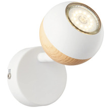 Spot aplicat Scan GU10 3W, bec LED inclus, alb/lemn natur