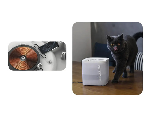 Fântână de apă pentru pisici PETKIT Eversweet Solo 2 cu bobină de inducție și pisică