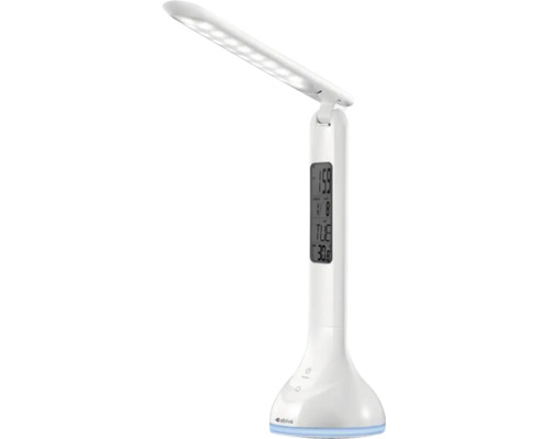 Lampă de birou cu LED albă cu afișaj pentru oră, dată și temperatură