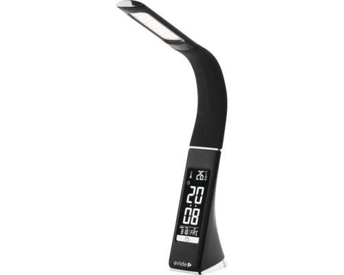Lampă de birou cu LED integrat Business 6W 350 lumeni, negru, cu calendar Lampă de birou LED neagră cu afișaj integrat