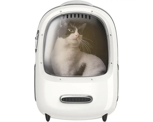 Rucsac alb pentru animale de companie cu pisică
