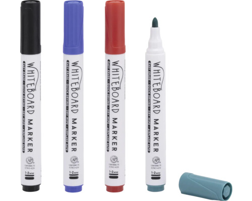 Patru markere pentru tablă albă cu grosimi diferite ale liniei