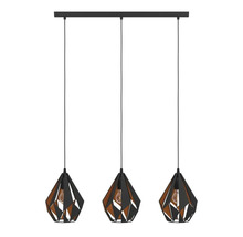 Lumină suspendată cu trei lămpi în design geometric